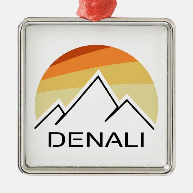 Denali Alaska Retro Metal Ornament (Front)