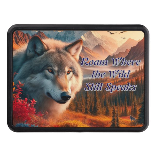 Denali Autumn Wolf Nature Art Trailer Hitch  Trailer Hitch Cover (Front)