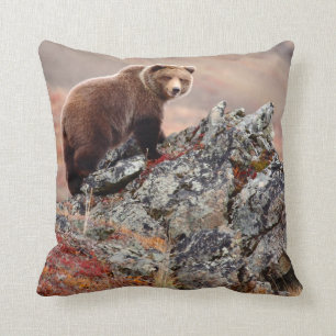Denali Brown Bear Throw Pillow