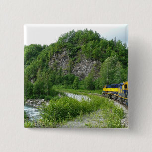 Denali Express Alaska Train Vacation Photography 2 Inch Square Button