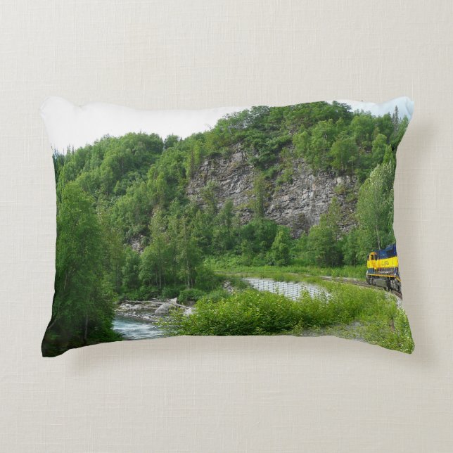 Denali Express Alaska Train Vacation Photography Accent Pillow (Front)
