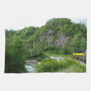 Denali Express Alaska Train Vacation Photography Kitchen Towel