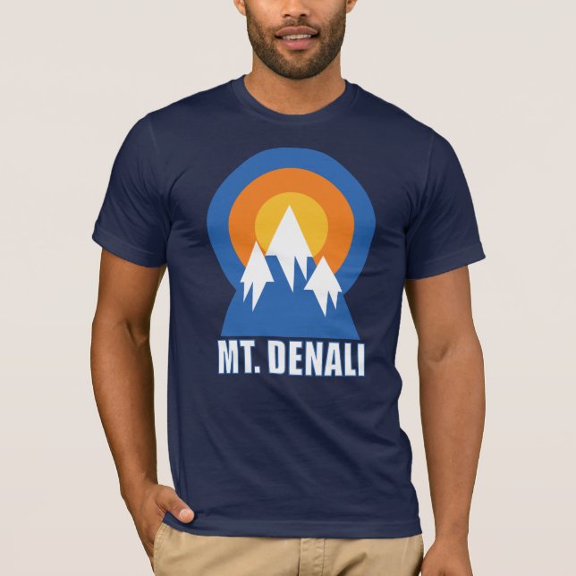 Denali Mountain Ski Sunset Retro T-Shirt (Front)