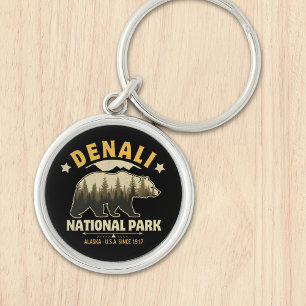 Denali National Park Alaska Forest Landscape Keychain