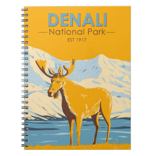 Denali National Park Alaska Moose Vintage Notebook