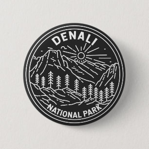 Denali National Park Alaska Mount Hunter Monoline 2 Inch Round Button