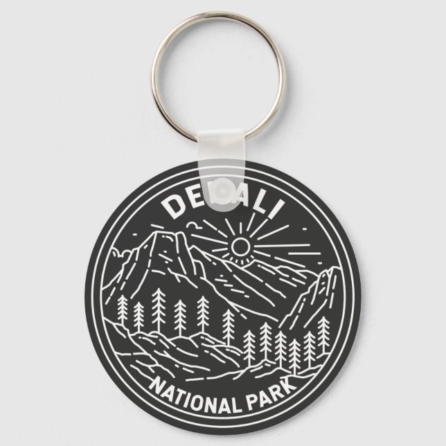 Denali National Park Alaska Mount Hunter Monoline  Keychain (Front)