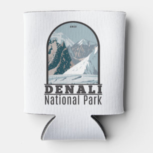 Denali National Park Alaska Mount Hunter Vintage Can Cooler