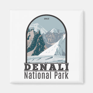 Denali National Park Alaska Mount Hunter Vintage  Magnet