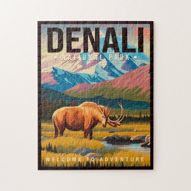Denali National Park Alaska Mountain landscape Ski Jigsaw Puzzle (Vertical)