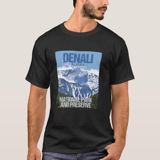 Denali National Park Alaska Poster Design T-Shirt (Front)