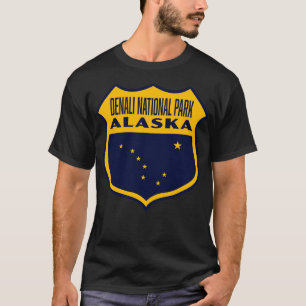 Denali National Park Alaska Retro Shield Yellow T-Shirt
