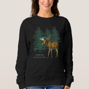 Denali National Park Alaska Usa Moose Trees Sweatshirt