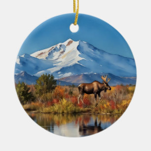 Denali National Park Alaska Watercolor Ceramic Ornament
