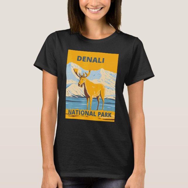 Denali National Park and Preserve Alaska Elk Souve T-Shirt (Front)