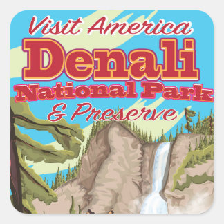 Denali National Park and Preserve Travel Poster Square Sticker