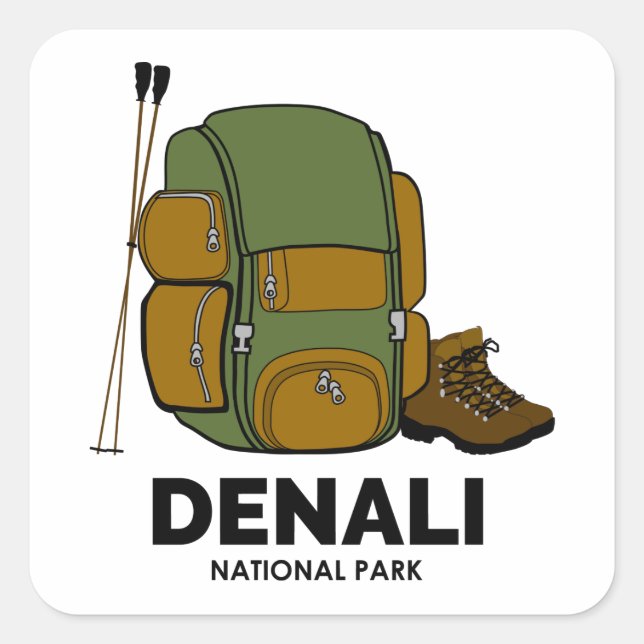 Denali National Park Backpack Square Sticker (Front)