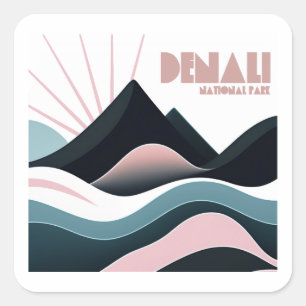 Denali National Park Coloured Hills Square Sticker