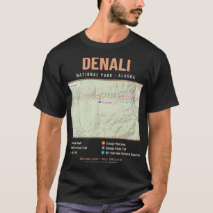 Denali National Park Hiking Trail Map T-Shirt