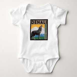 Denali National Park   Howling Wolf Baby Bodysuit