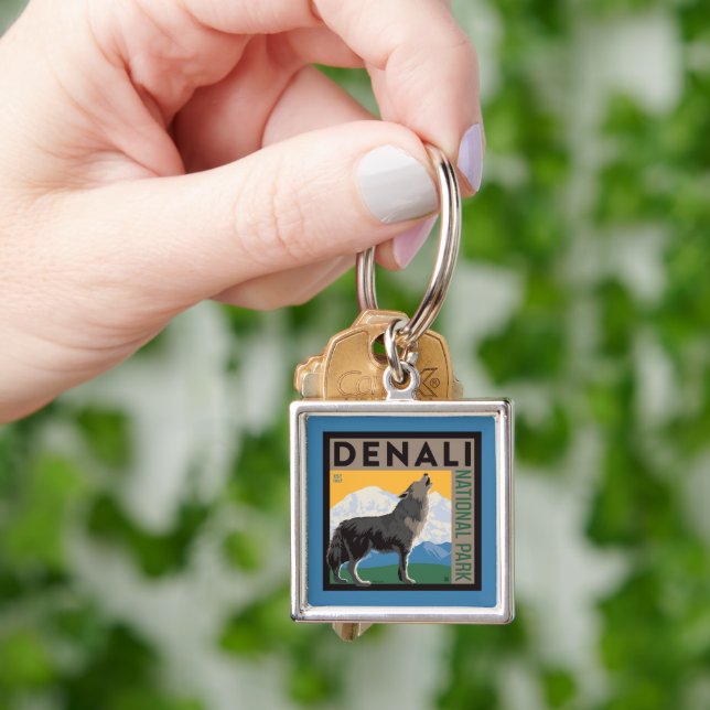 Denali National Park | Howling Wolf Keychain (Hand)