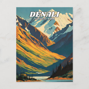Denali National Park illustration retro Classical Postcard