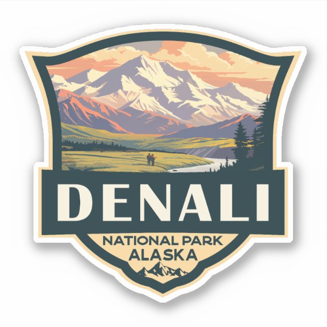 Denali National Park Illustration Travel Vintage (Front)