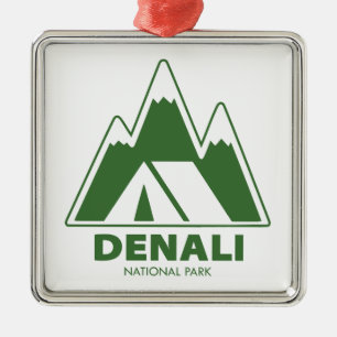 Denali National Park Mountains Camping Metal Ornament