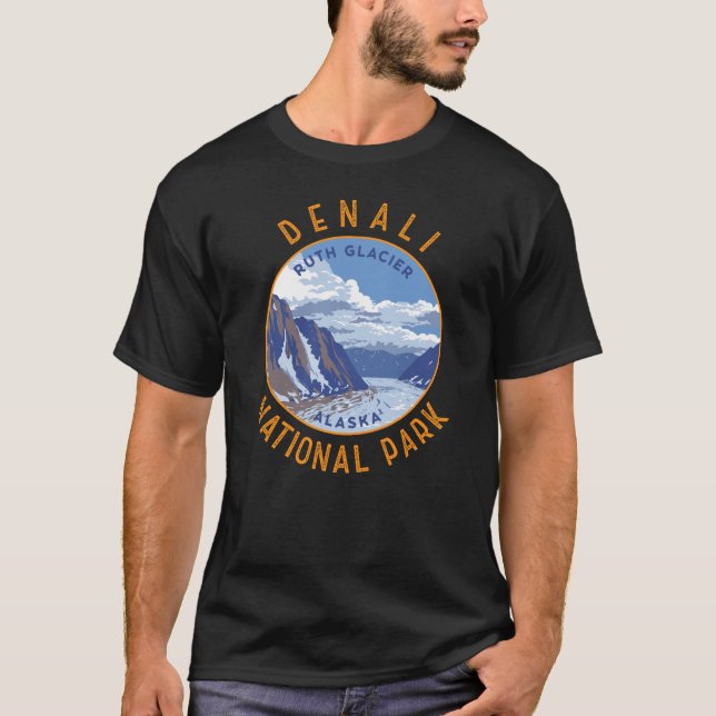 Denali National Park Retro Distressed Circle T-Shirt (Front)