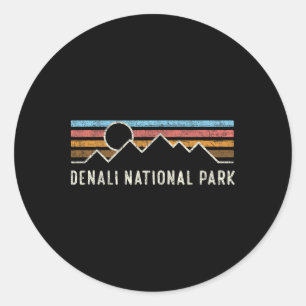 Denali National Park Retro Mountain Lines Camping Classic Round Sticker