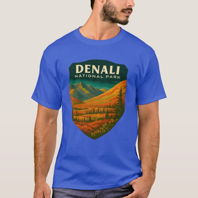 Denali National Park Retro Mountain Wilderness Sti T-Shirt (Front)