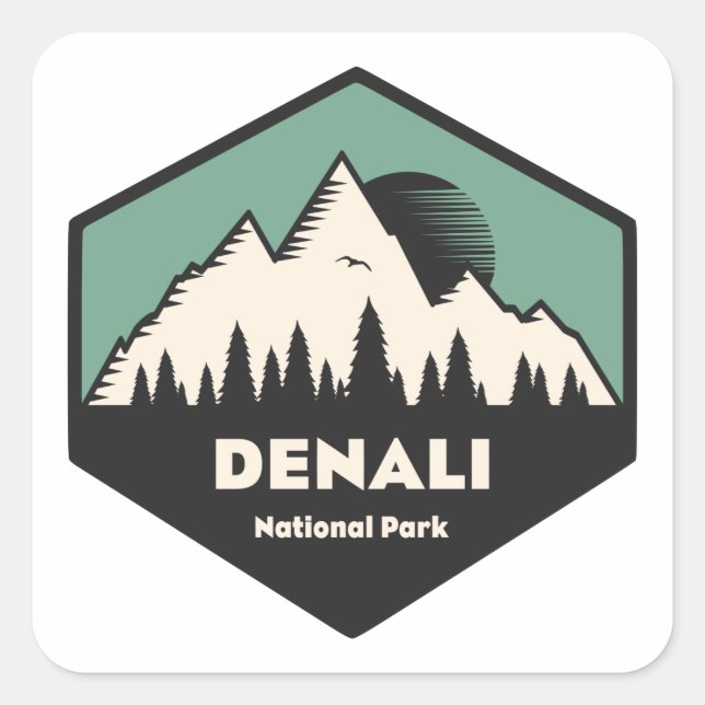 Denali National Park Square Sticker (Front)
