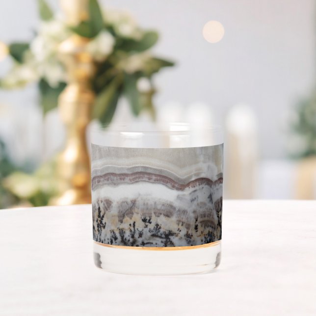 Dendritic Agate Stone Pattern Whiskey Glass (Insitu (Wedding))