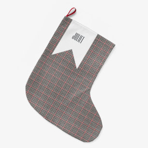 Denholm Village Tweed Check Pattern Large Christmas Stocking