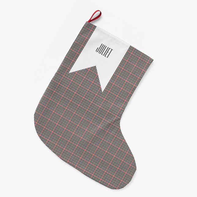 Denholm Village Tweed Check Pattern Large Christmas Stocking (Front (Hanging))