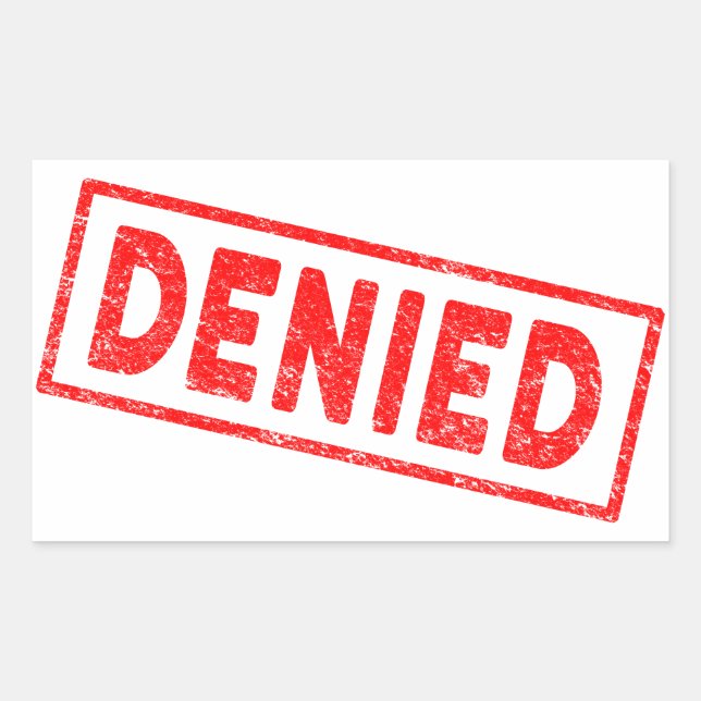 Denied Red Rubber Stamp Sticker (Front)