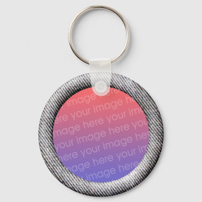 Denim (3d effect frame border) Template Keychain (Front)