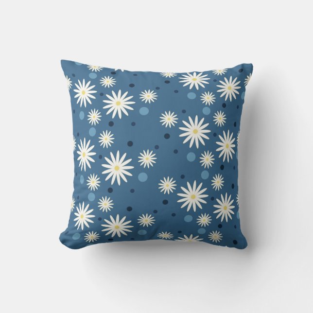 Denim and Daisies Throw Pillow (Front)