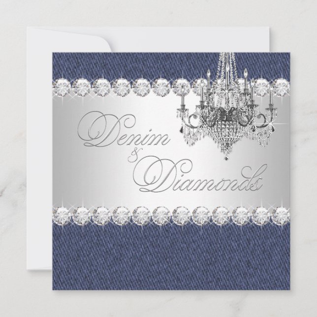 Denim and Diamond Party Invitations (Front)