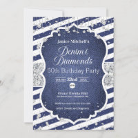 Denim and Diamonds Birthday Invitation