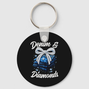 Denim and diamonds bow glam western fashion for keychain