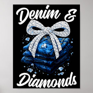Denim and diamonds bow glam western fashion for poster