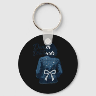 Denim And Diamonds Bow Ladies Girls Jeans Women  Keychain