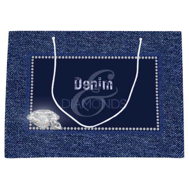 Denim and diamonds bridesmaids wedding gift bag (Front)