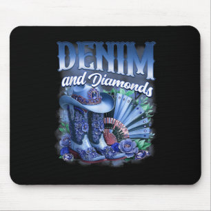 Denim And Diamonds Country Western Cowgirl Boots P Mouse Pad