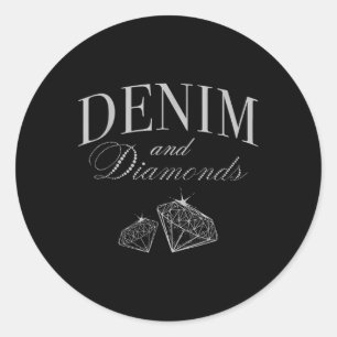Denim And Diamonds Glam Cowgirl Party Classic Round Sticker