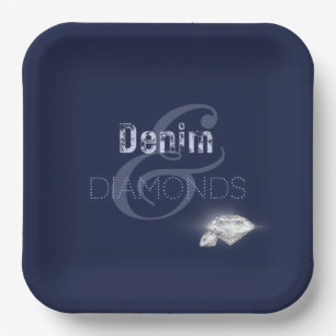 Denim and diamonds Paper plate