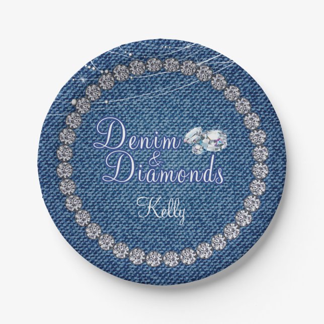 Denim and Diamonds Party  Plates (Front)
