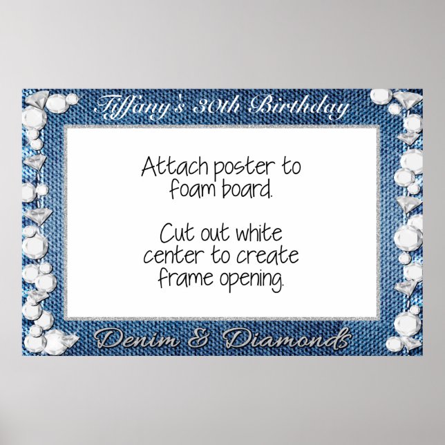 Denim and Diamonds Photo Booth Frame Prop Poster (Front)