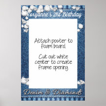 Denim and Diamonds Photo Booth Frame Prop Poster